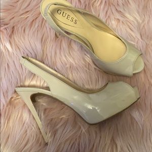 Guess Nude Patent Sling Back Pumps